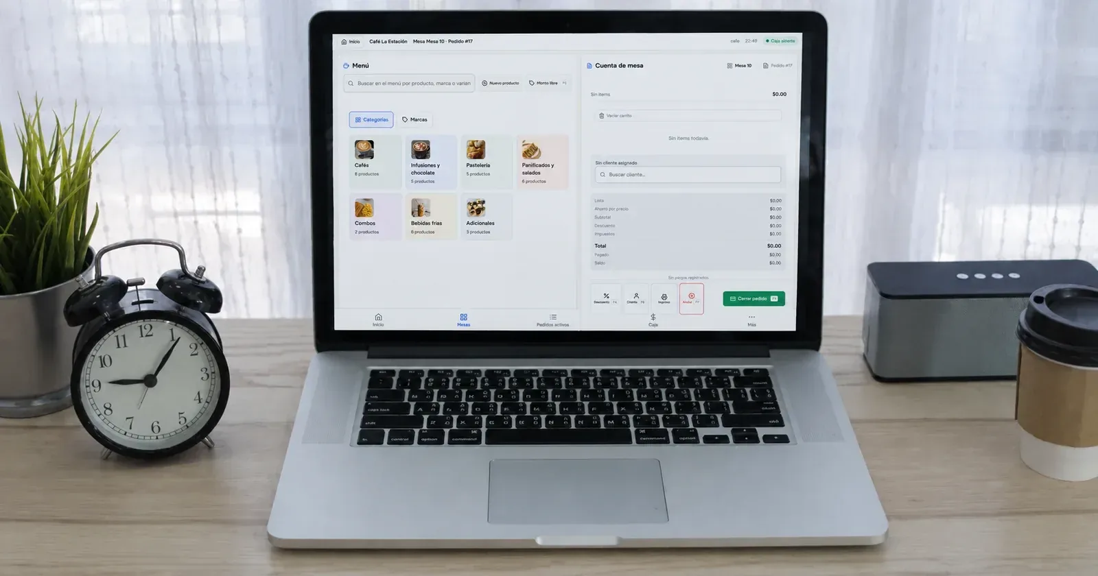 CMRF POS abierto en una notebook, con la pantalla de venta visible