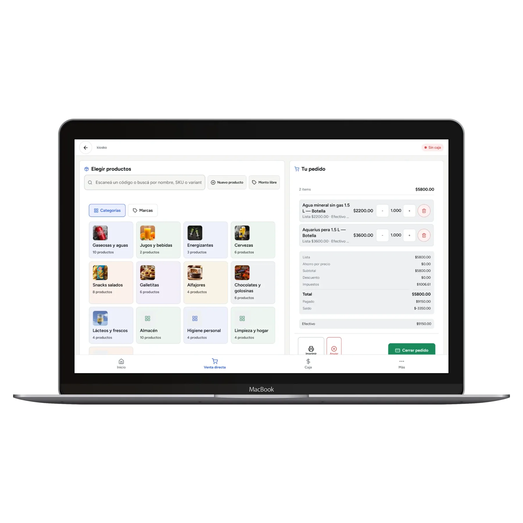 CMRF POS en una MacBook para gestionar las ventas de un comercio